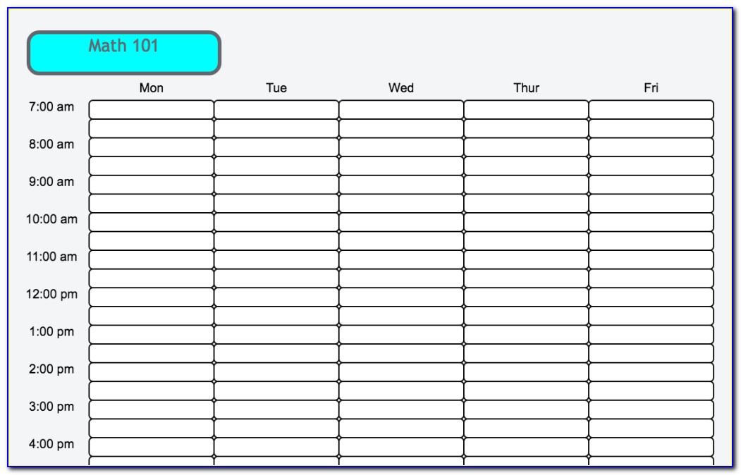 Class Schedule Grid Template