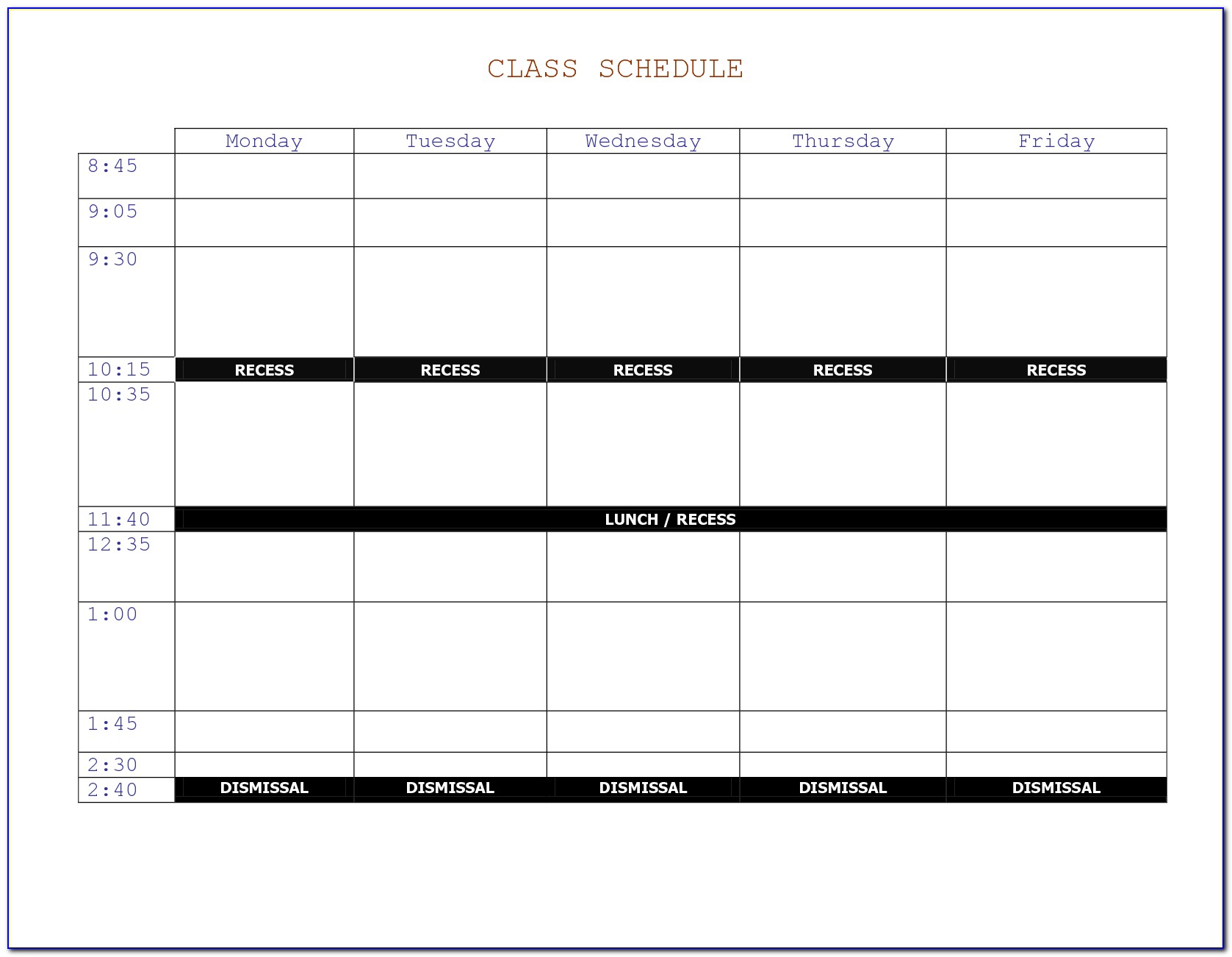 Class Schedule Maker Template