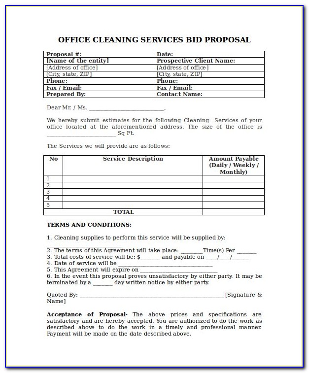 Cleaning Proposal Template Free