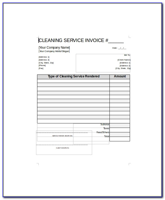 Cleaning Service Invoice Forms