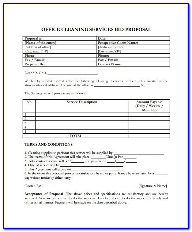Cleaning Service Proposal Template Free