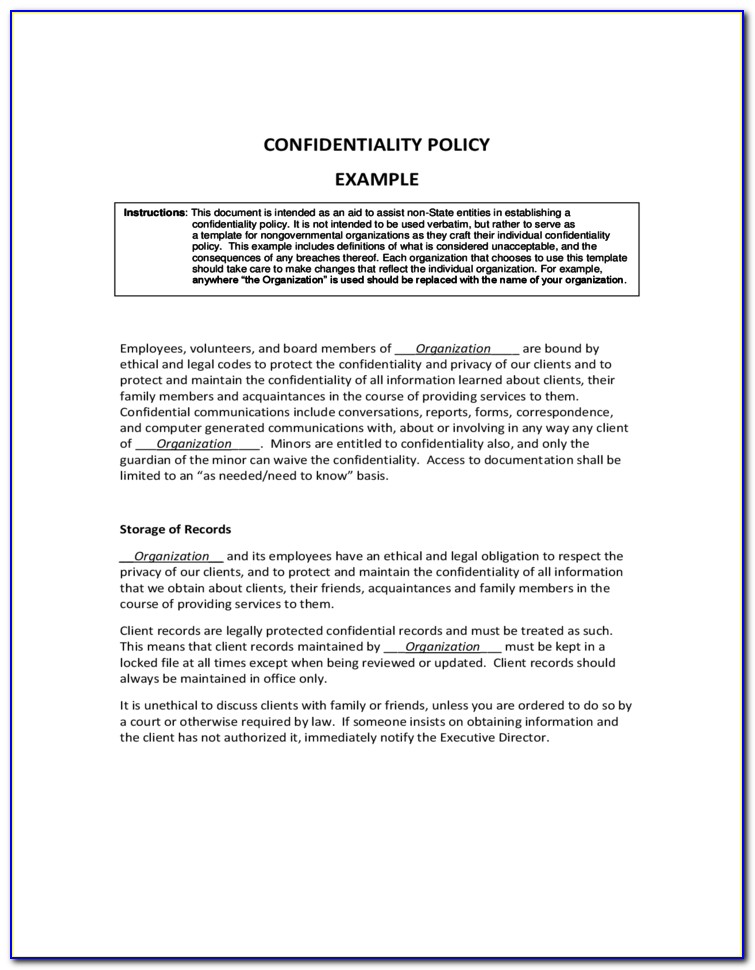 Client Confidentiality Policy Example