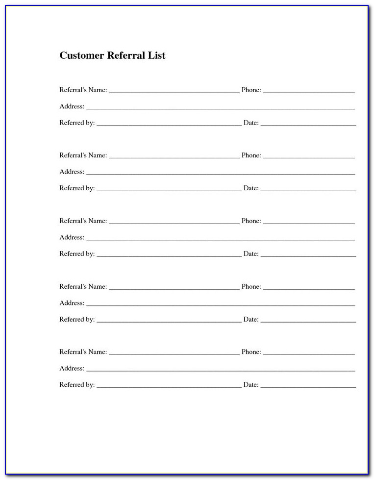 Client Referral Form Template Word