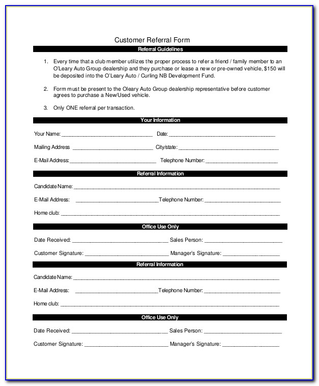 Client Referral Form Template