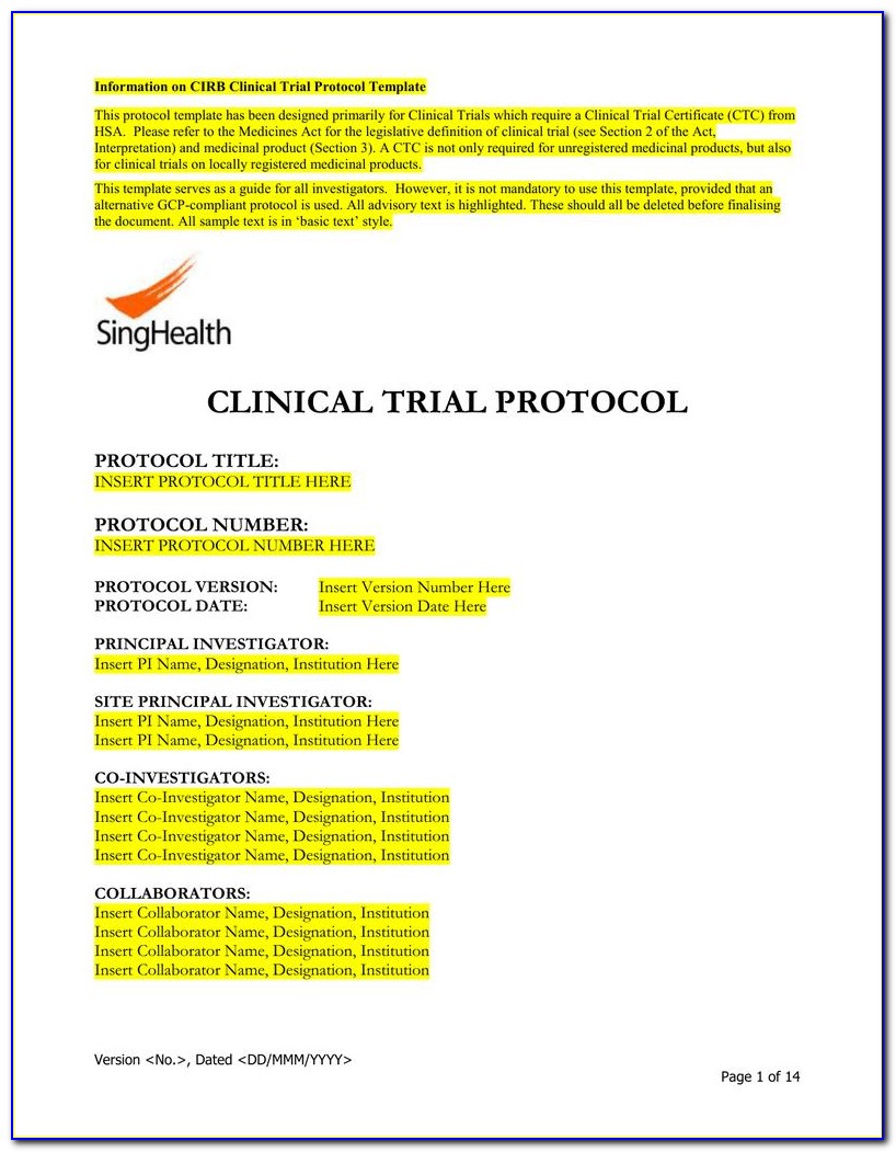 Clinical Trial Protocol Template Pdf