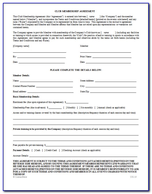 Club Application Form Template