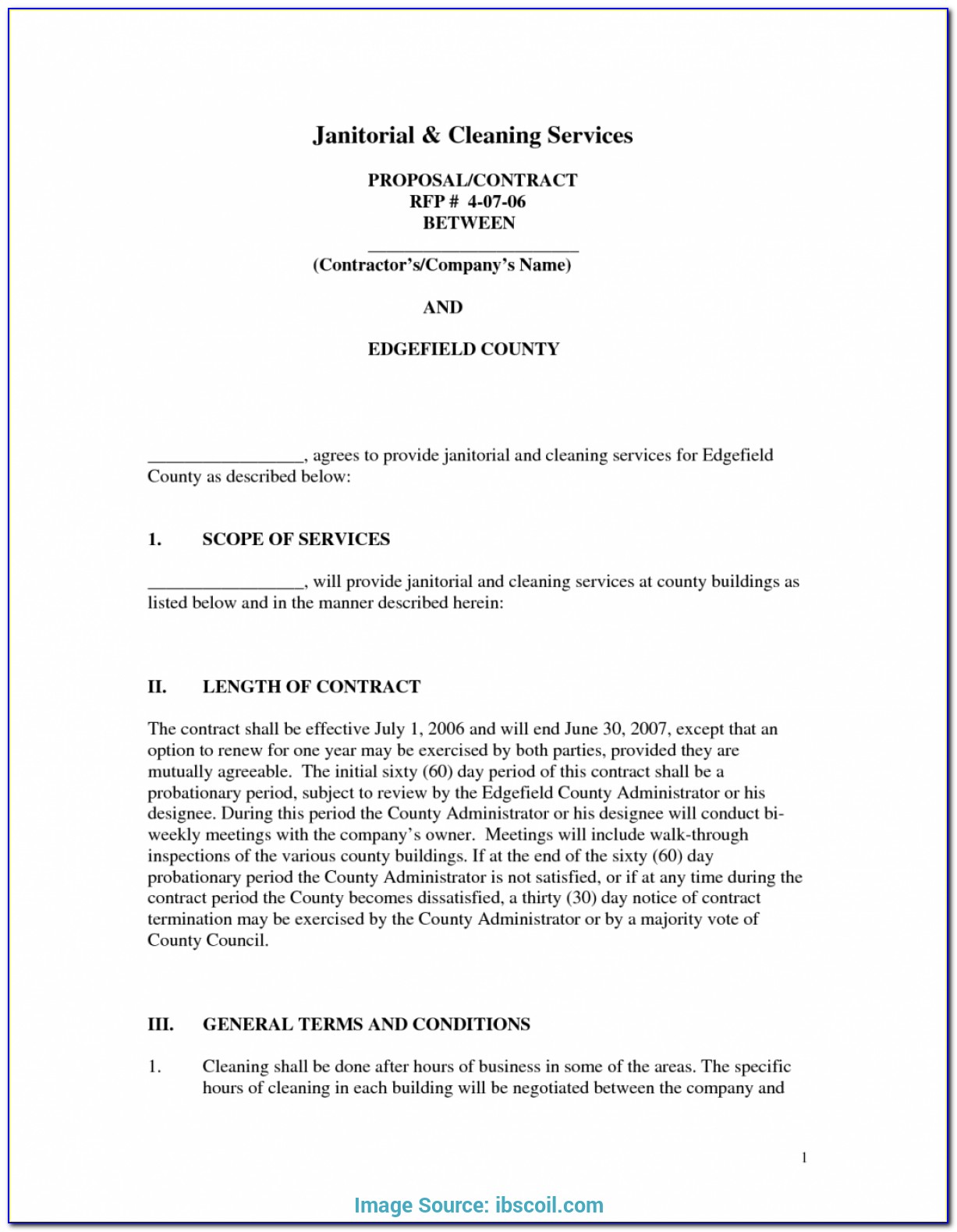 Commercial Cleaning Business Contract Template