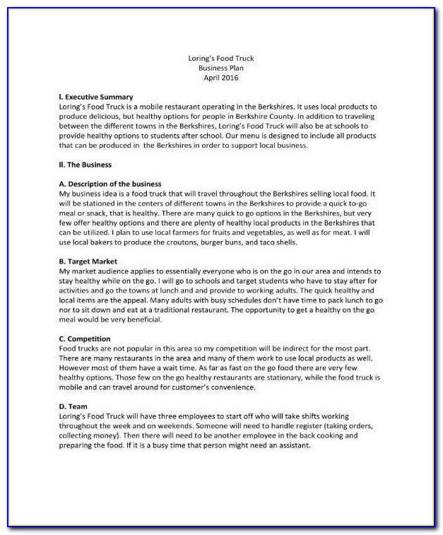 Exemple Business Plan Food Truck Pdf