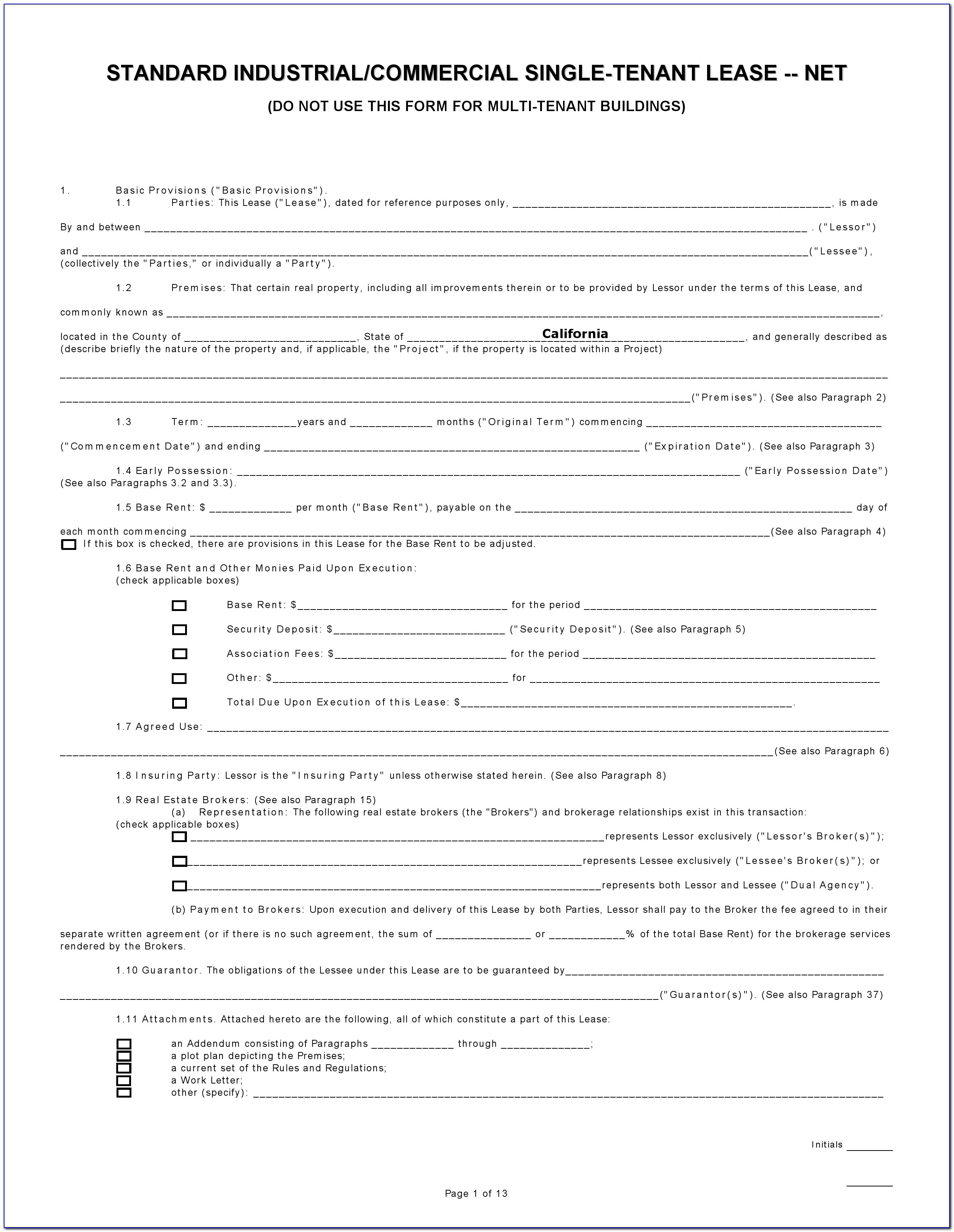 Free California Commercial Lease Agreement Form