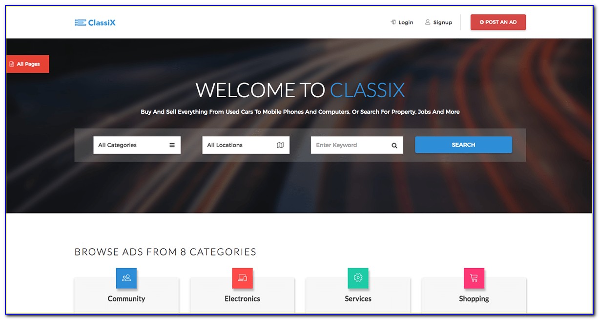 Free Classified Ads Bootstrap Template