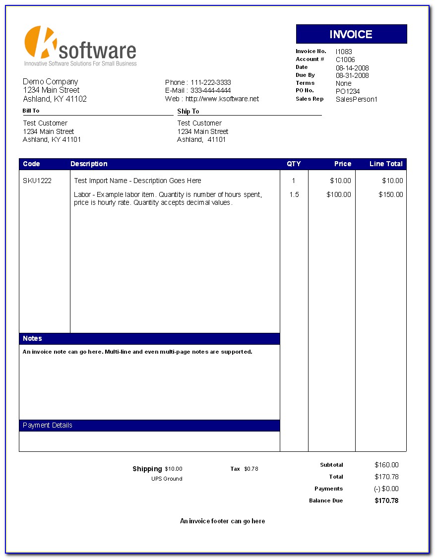 Free Online Business Invoice Template