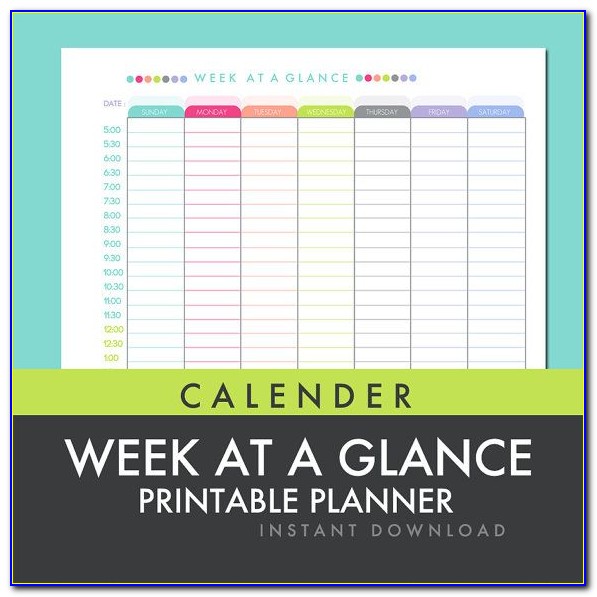 Free Week At A Glance Calendar Template