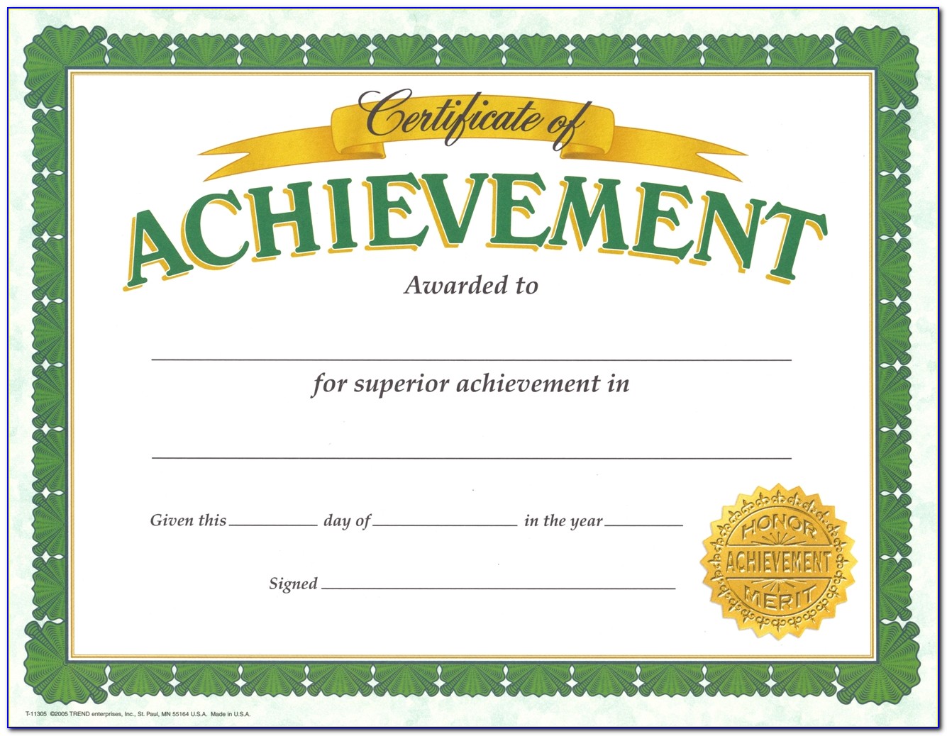 Jrotc Army Certificate Of Achievement Award Template