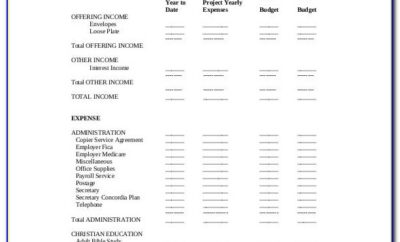 Microsoft Excel Church Budget Template