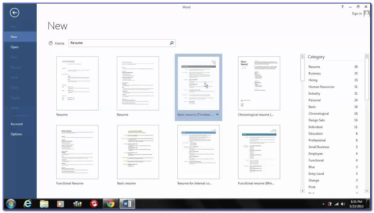 Microsoft Office Chronological Resume Template