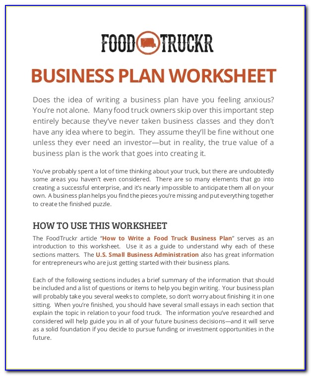 Mobile Food Truck Business Plan Pdf