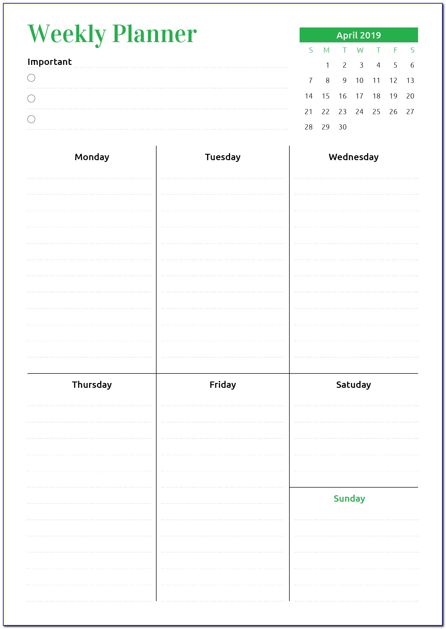 Month At A Glance Calendar Template 2018