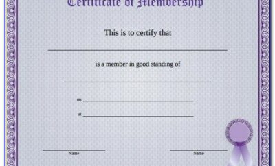 New Church Membership Certificate Template