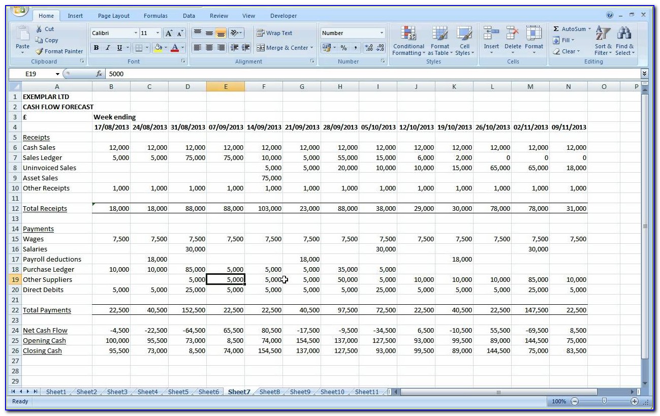Personal Cash Flow Spreadsheet Template Free