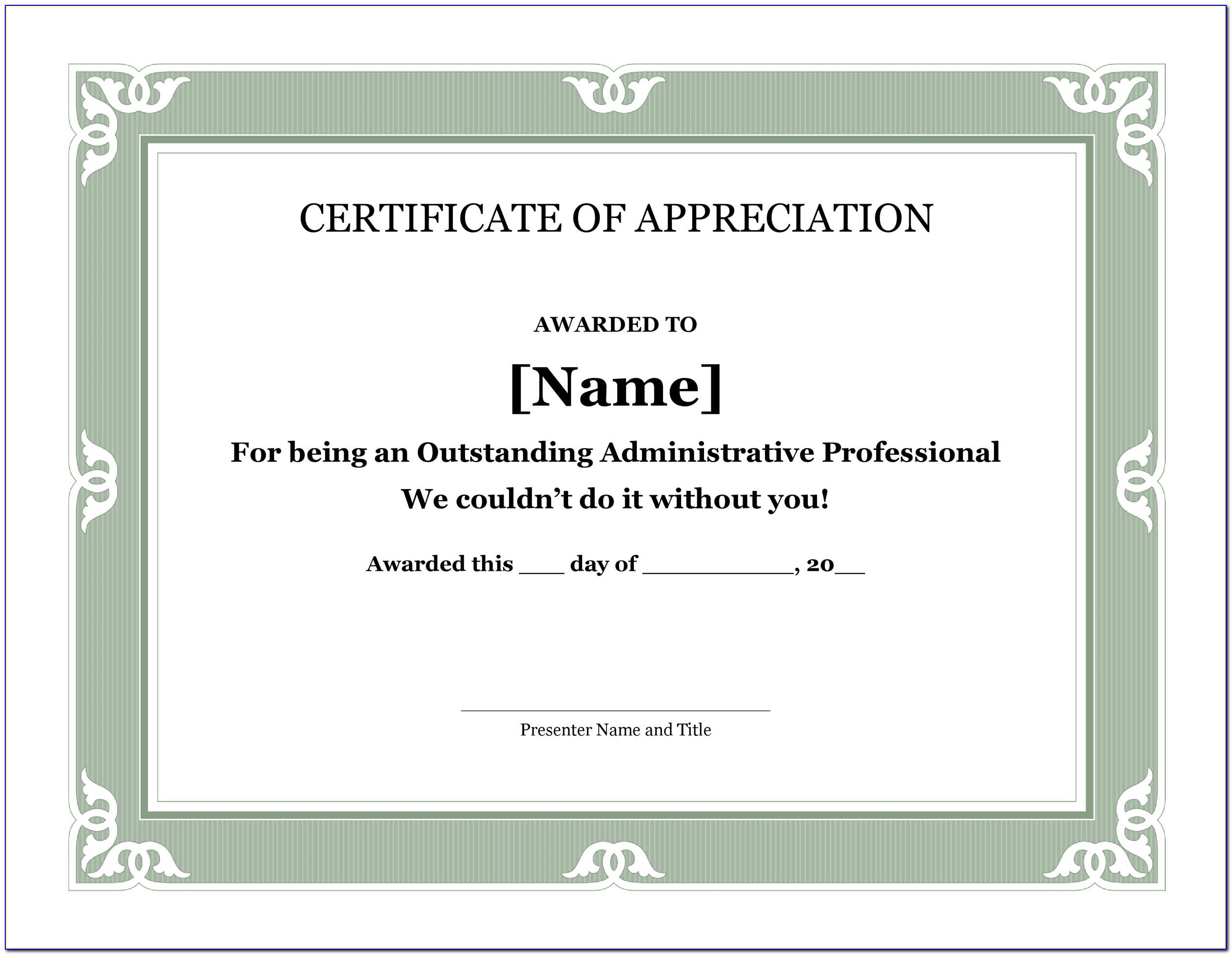 Printable Certificate Of Appreciation For Employees