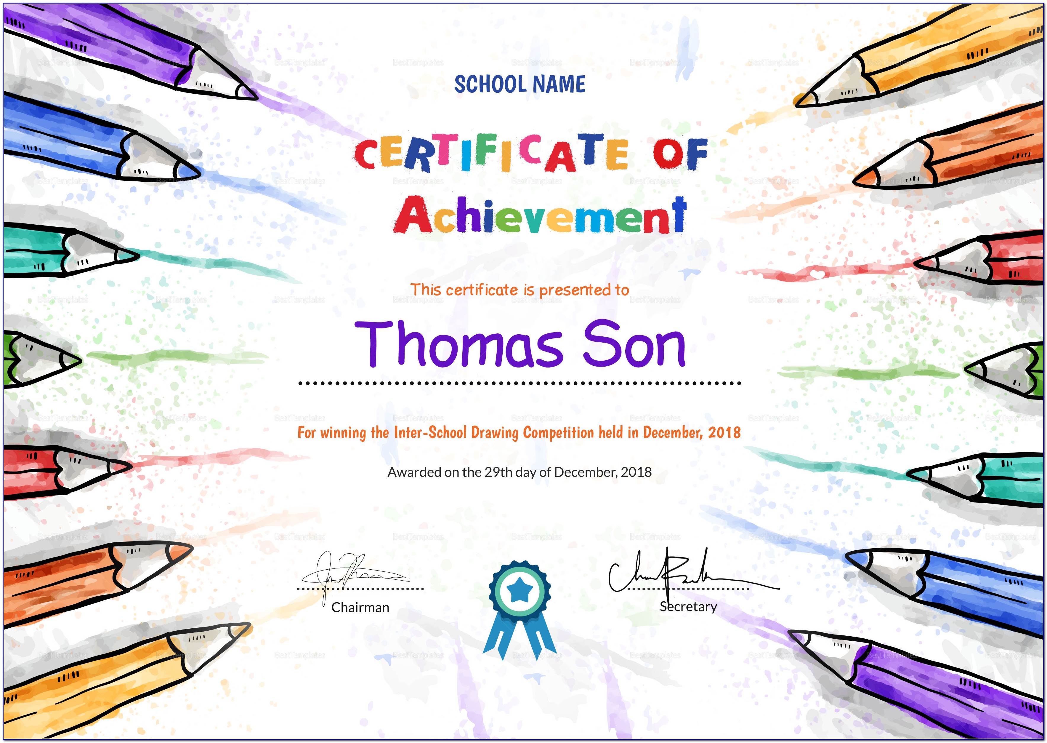 Printable Certificates Of Achievement Templates