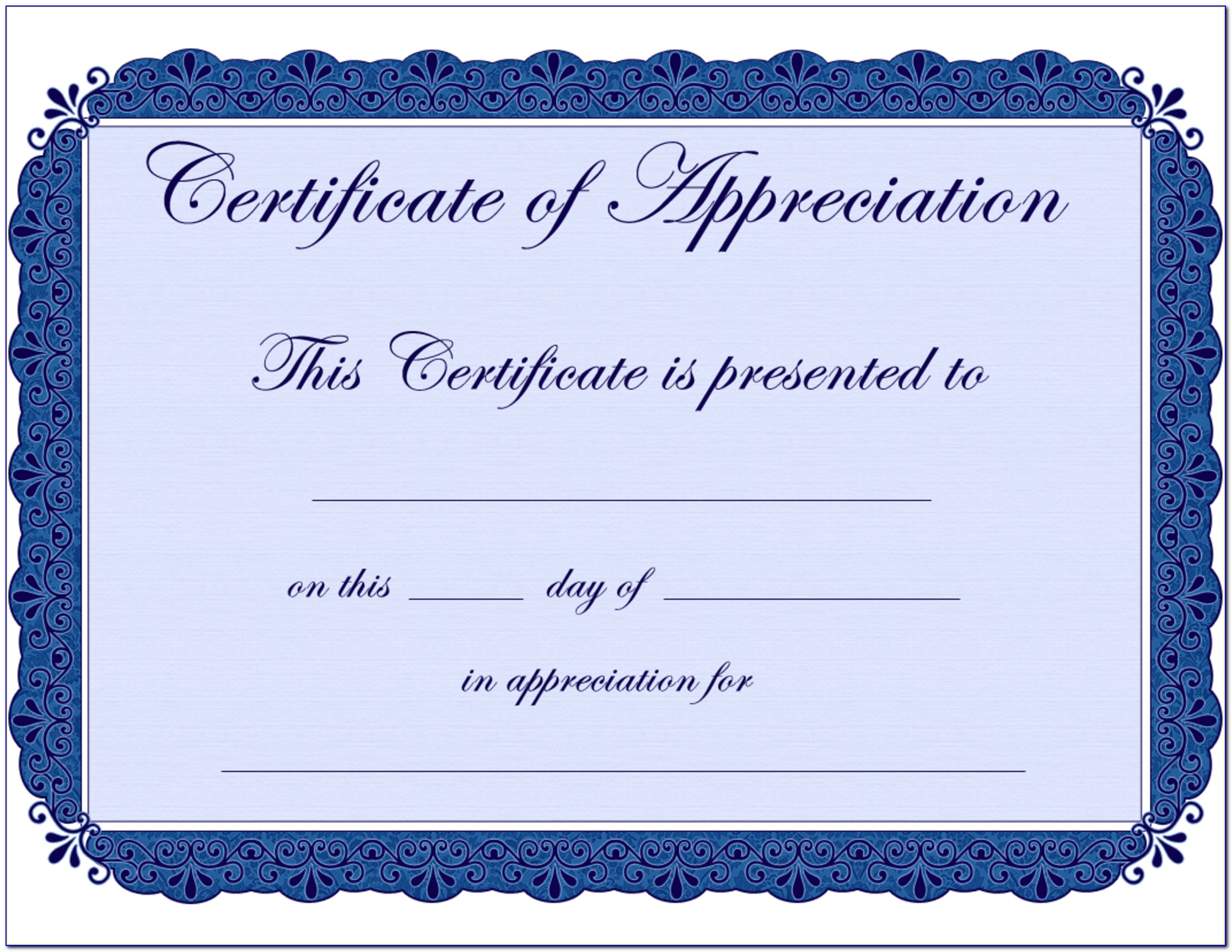 Professional Certificate Of Appreciation Templates Free