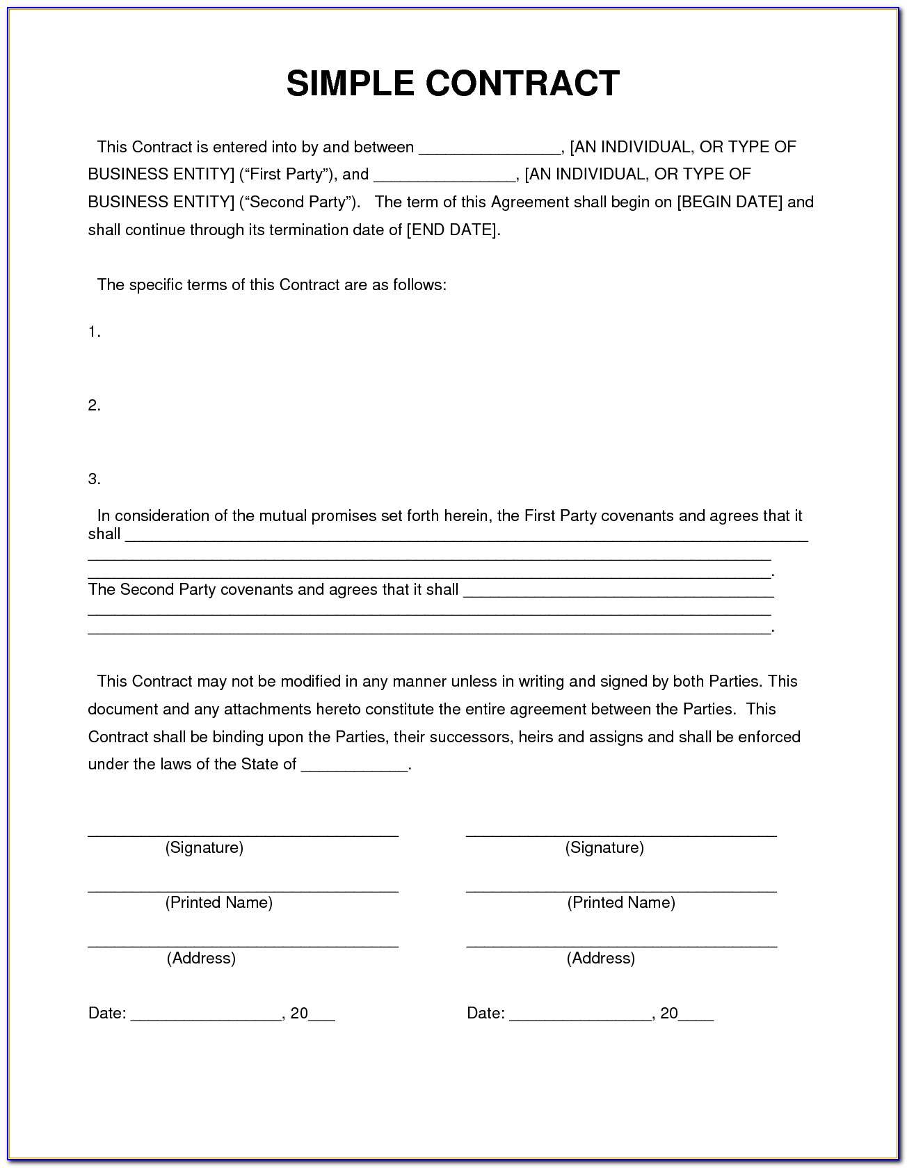 Purchase Agreement Template For Home