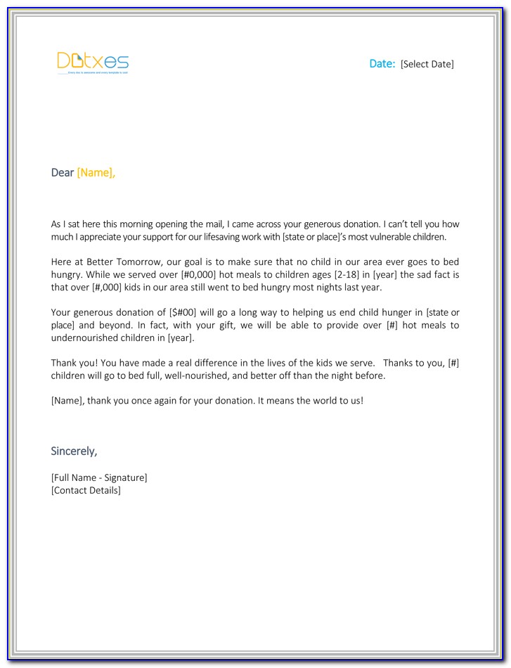 Sample Thank You Letter For Donation To Church Pdf
