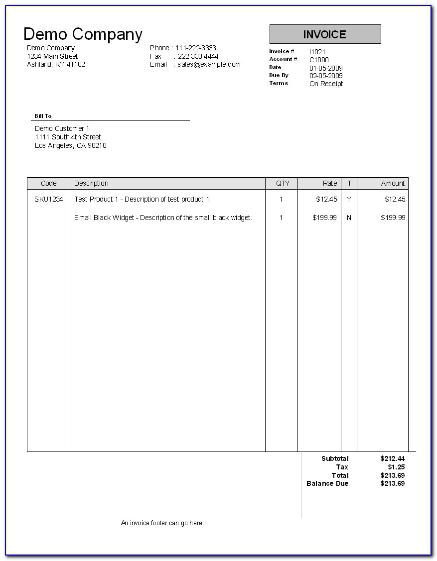 Small Business Invoice Template Excel