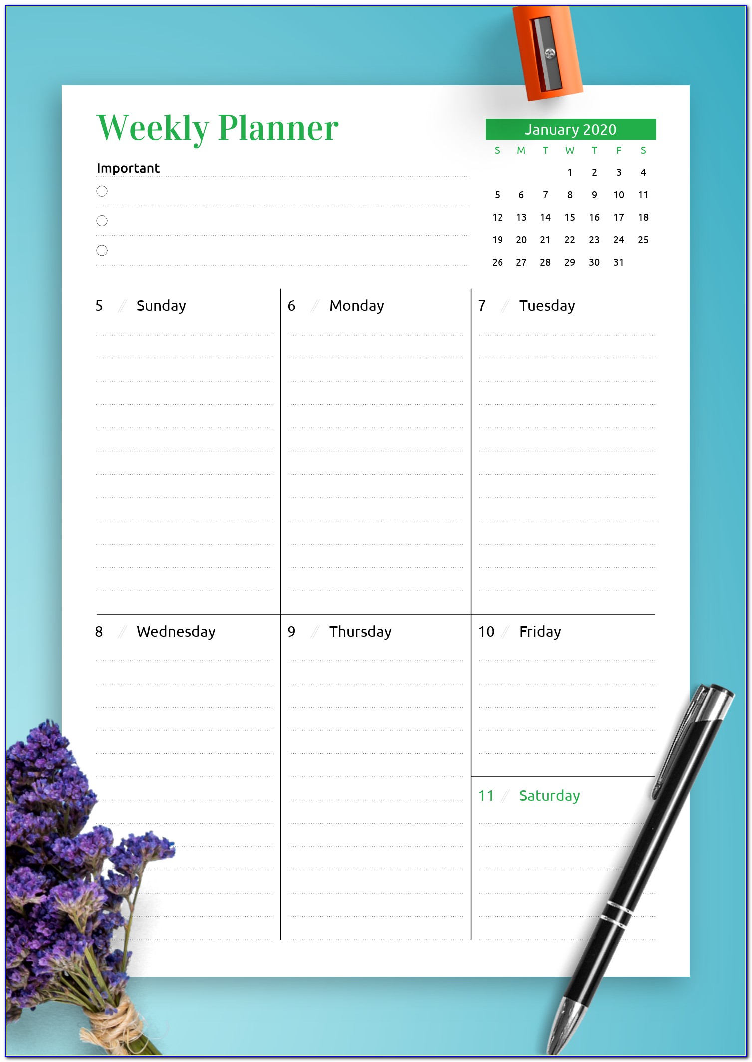 Week At A Glance Calendar Template Excel