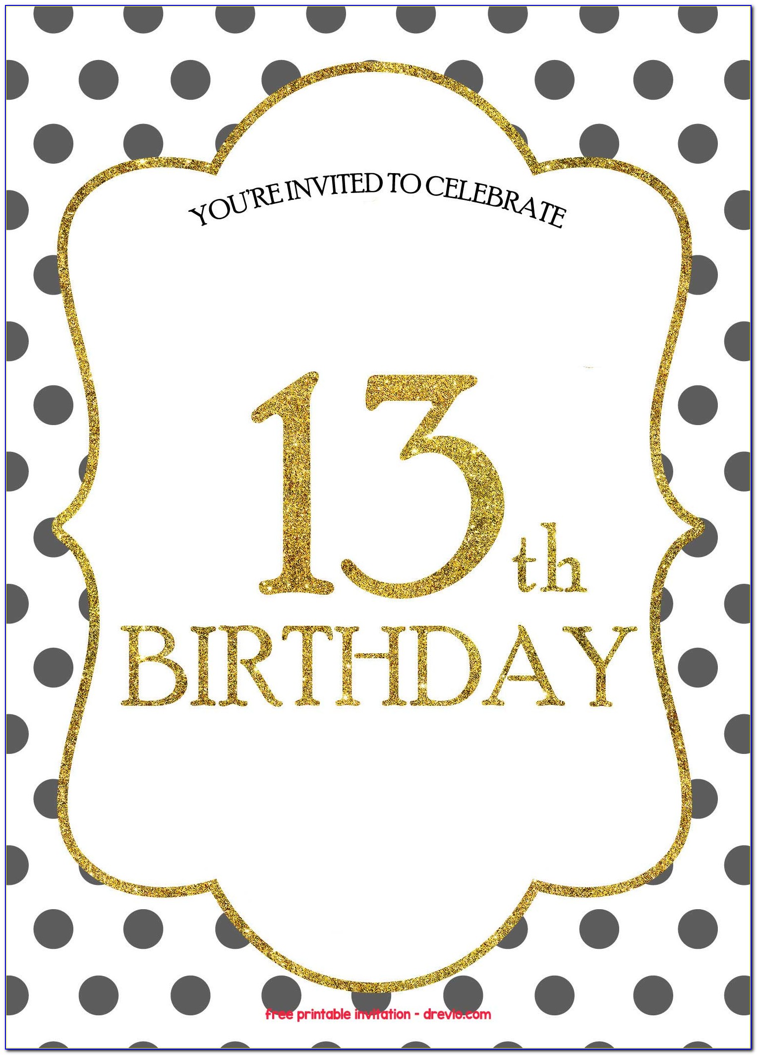 13th Birthday Invites Templates