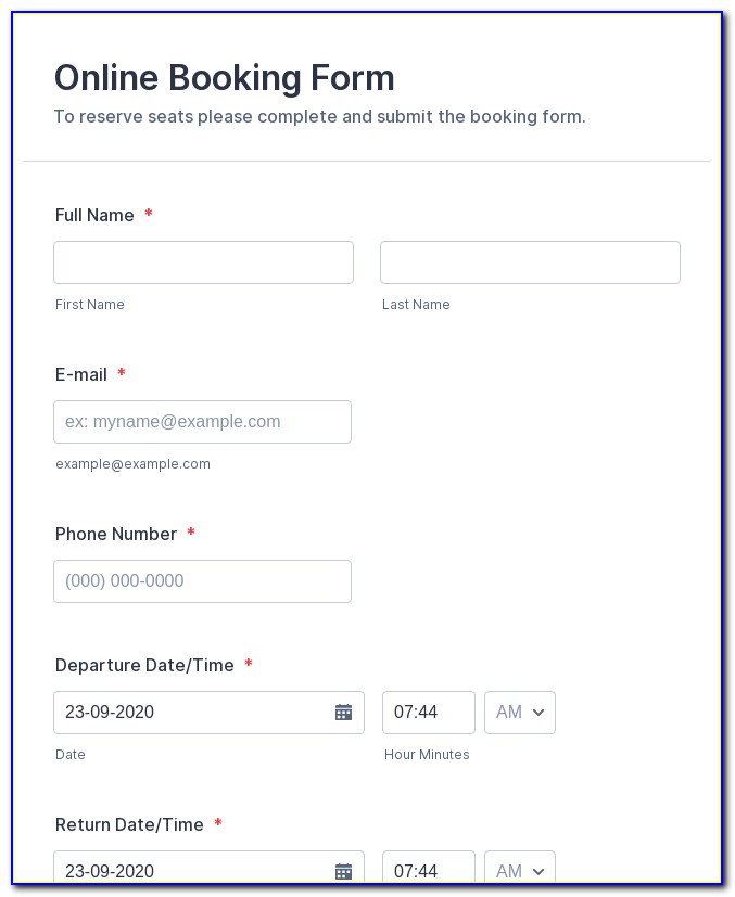 Artist Booking Form Template Free