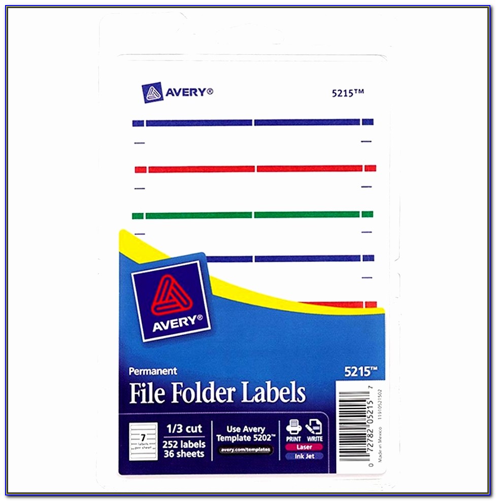 Avery File Folder Labels Template 5215
