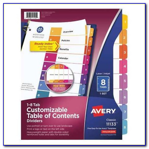 Avery Index 5 Tab Template