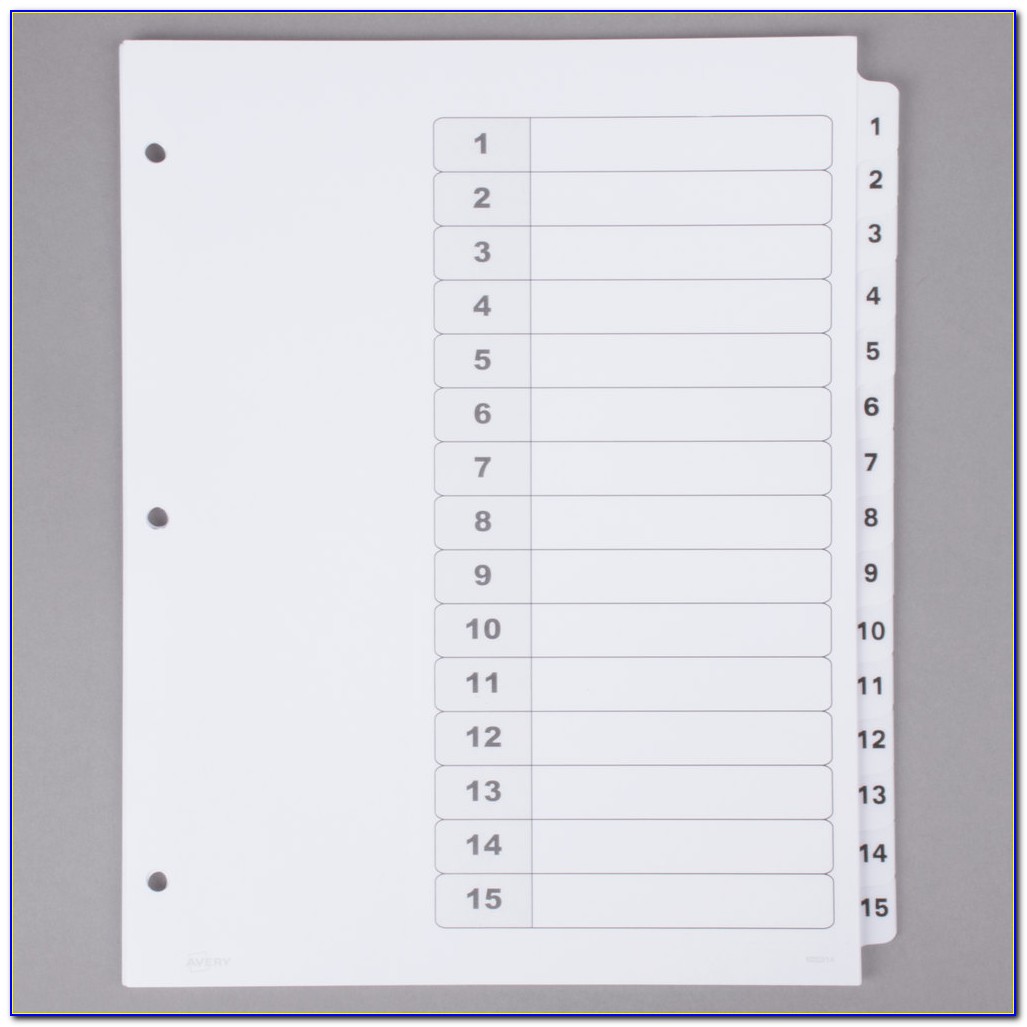 Avery Index Dividers Template