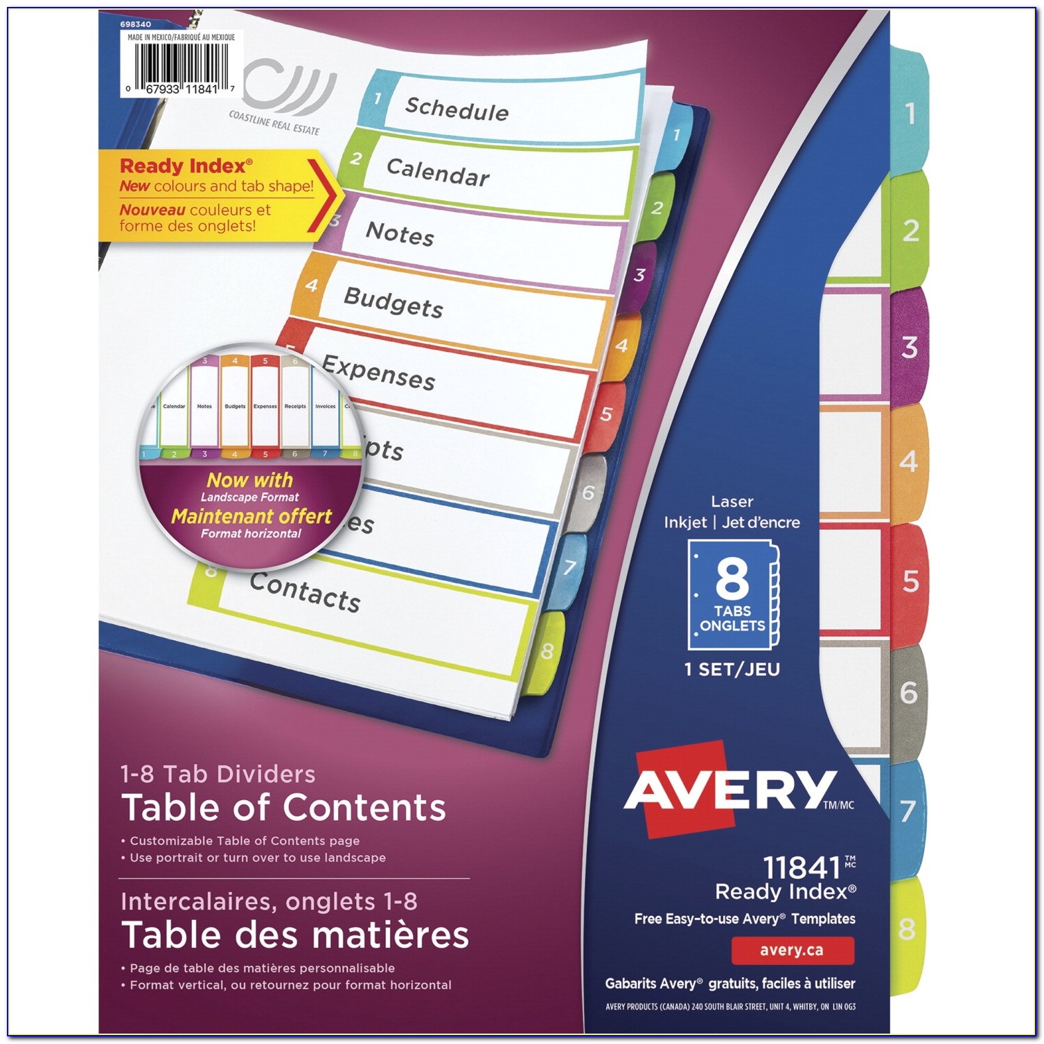 Avery Ready Index 12 Tab Color Template