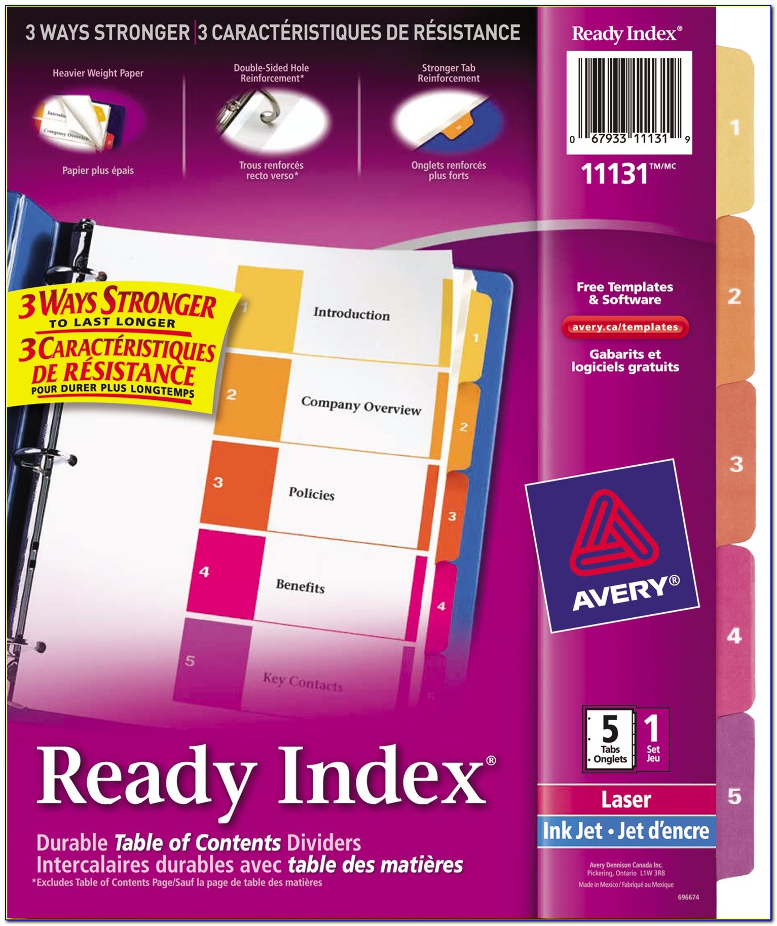 Avery Ready Index 8 Tabs Template