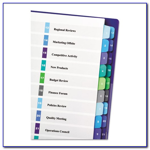 Avery Ready Index Dividers 10 Tab Template
