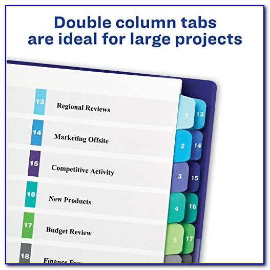 Avery Ready Index Double Column Dividers 16 Tab Template