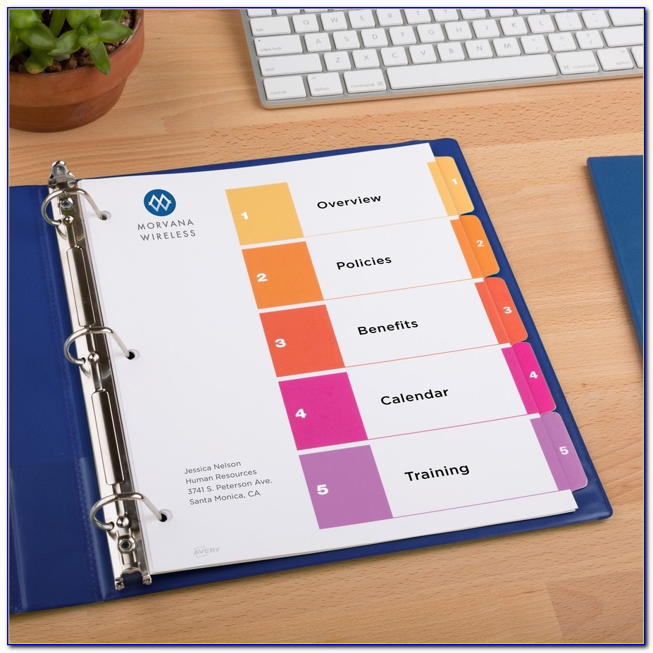 Avery Ready Index Template 10 Tab Color
