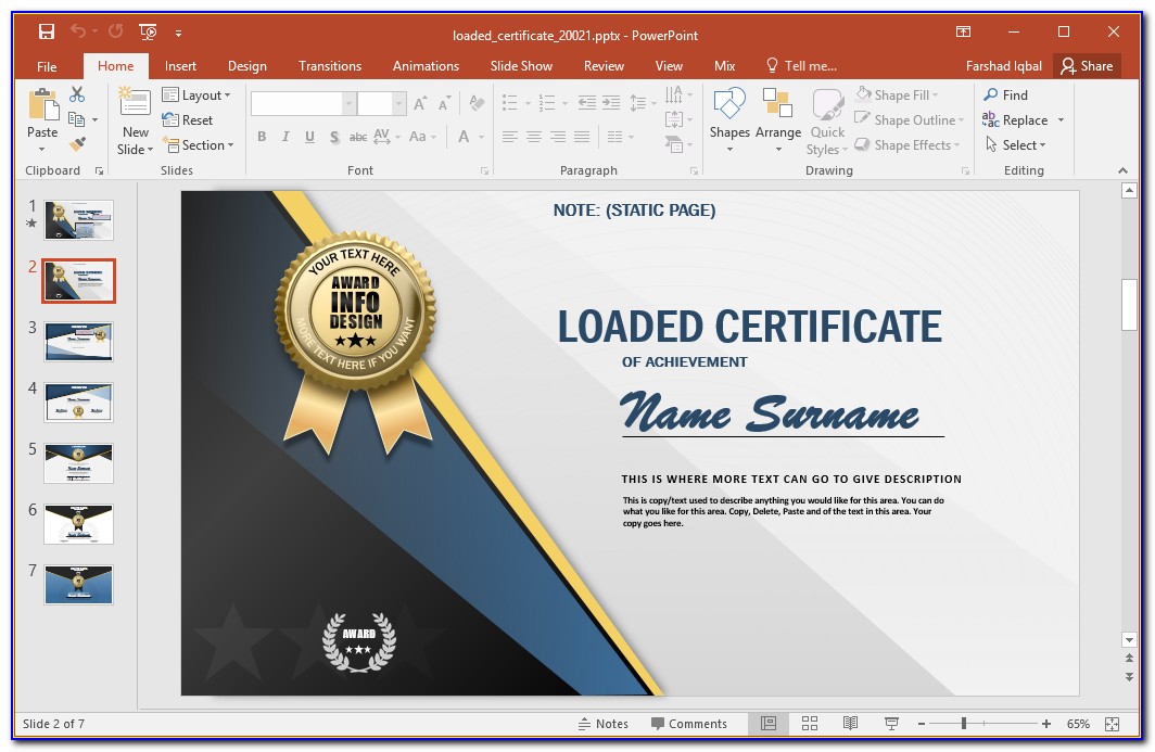 Award Certificate Templates Free Powerpoint