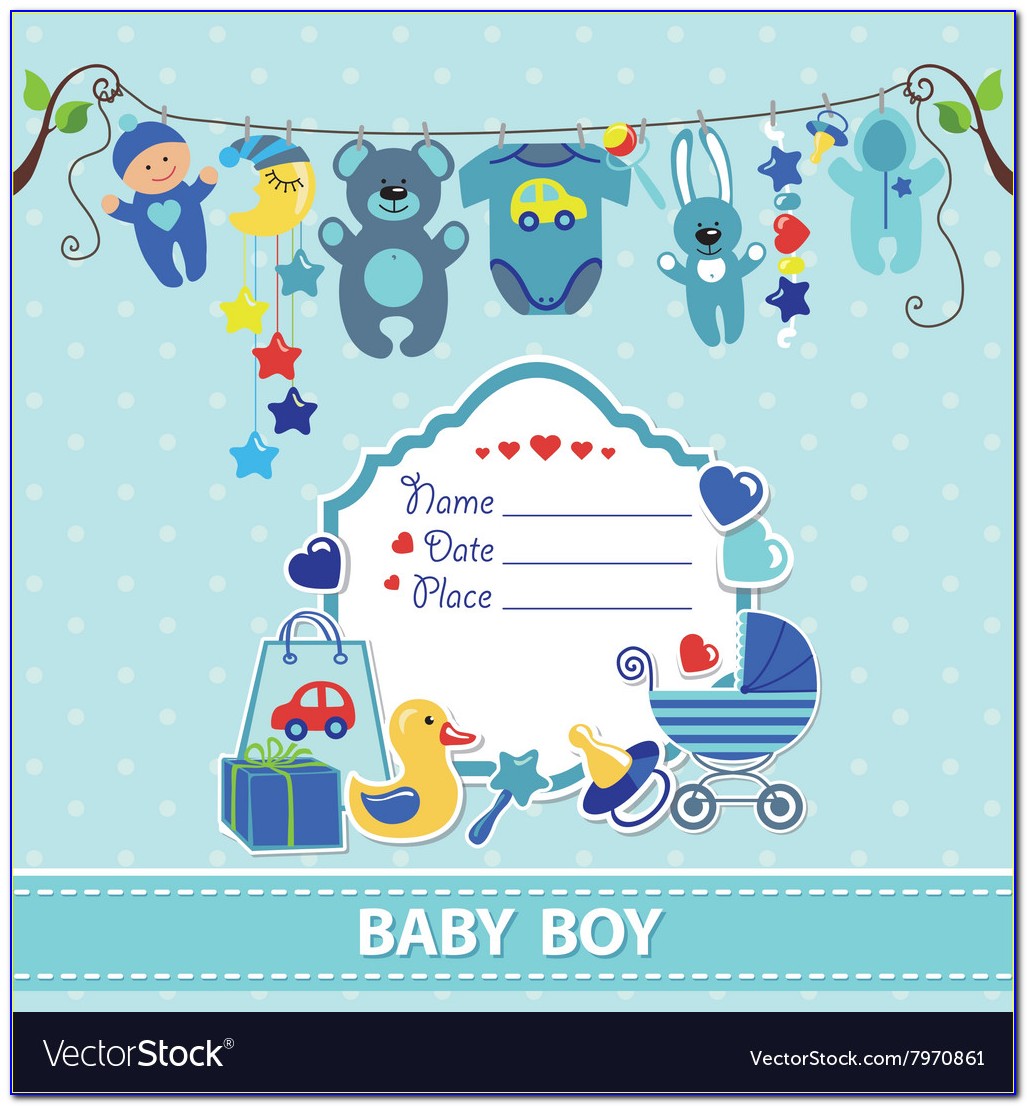 Baby Boy Christening Invitation Cards