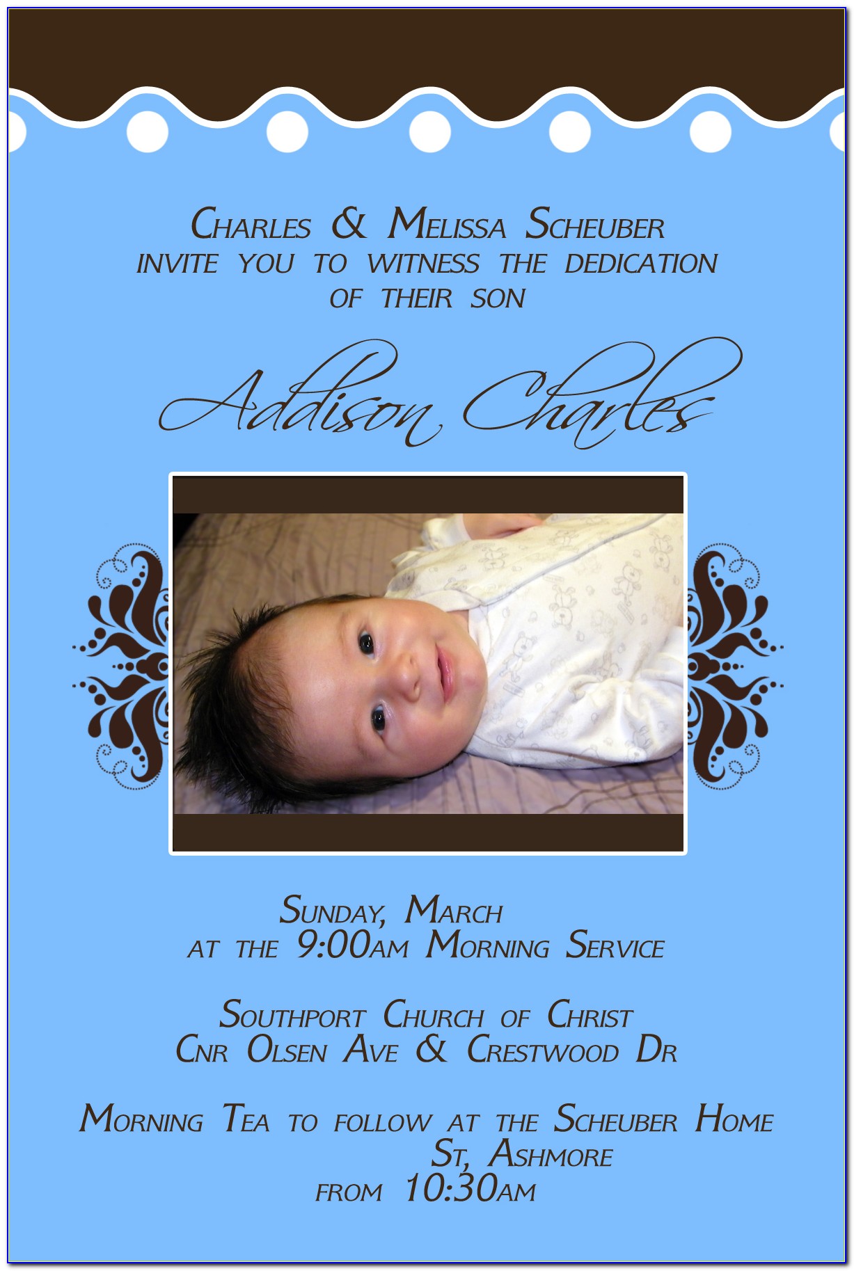 Baby Dedication Invitation Card Template