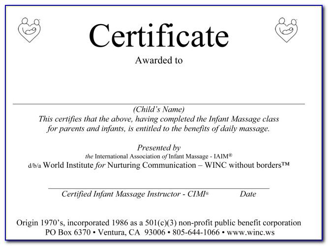 Baby Massage Certificate Template