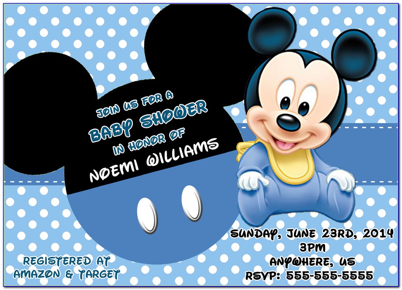 Baby Mickey Mouse Birthday Invitation Template