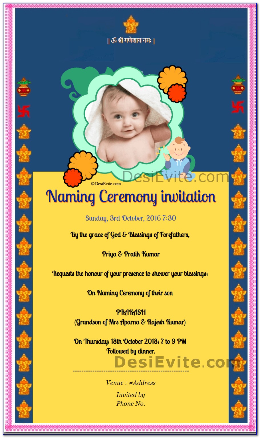 Baby Naming Ceremony Invitation Message