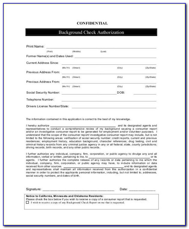 Background Check Authorization Form Sample