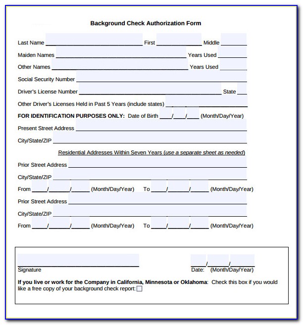 Background Check Authorization Form Template California