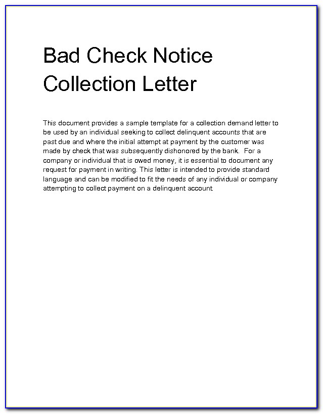 Bad Check Collection Letter Template