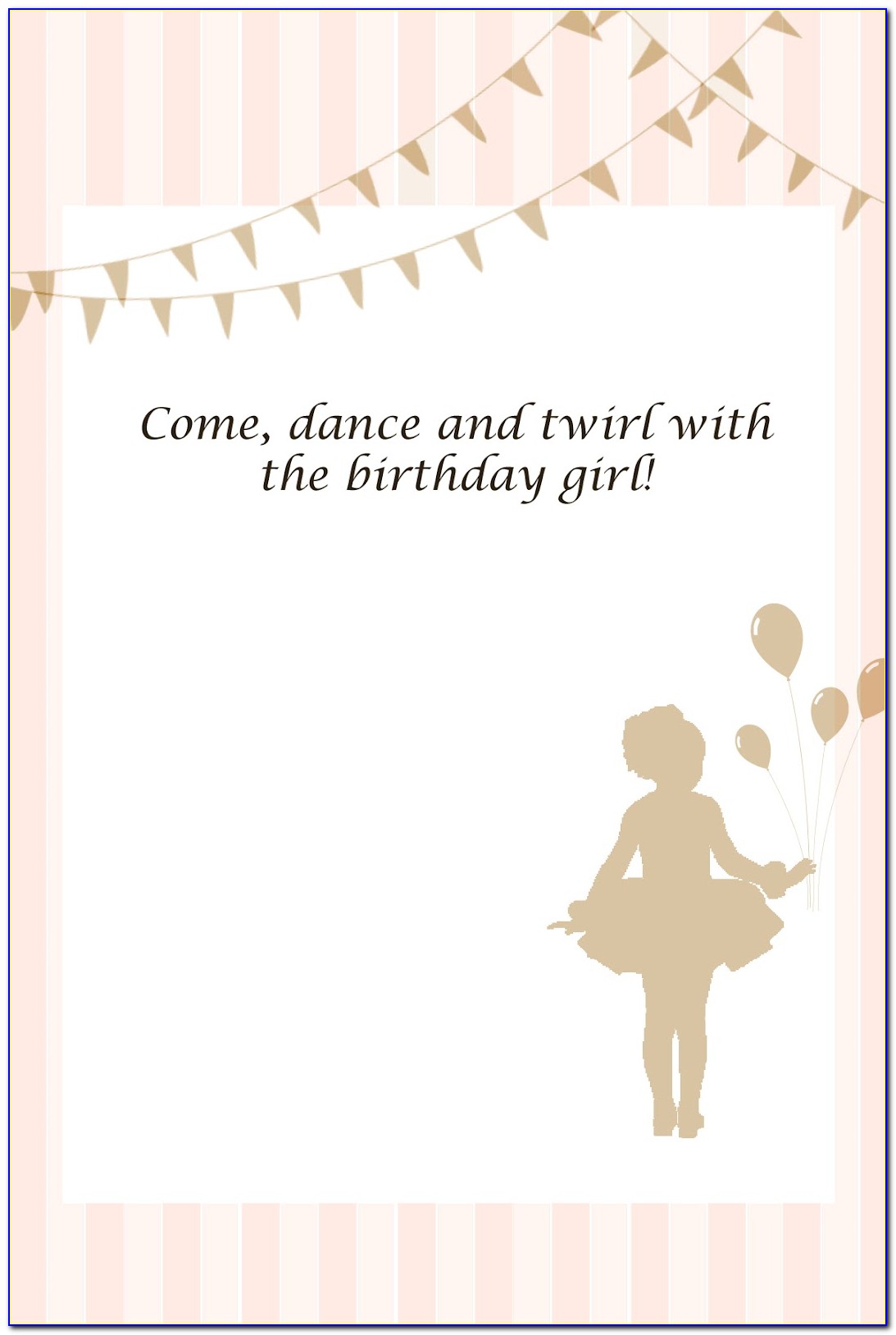 Ballerina Birthday Invitation Template Free